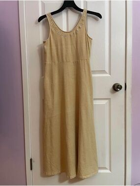 April Cornell Light Yellow Striped Sleeveless Maxi Dress